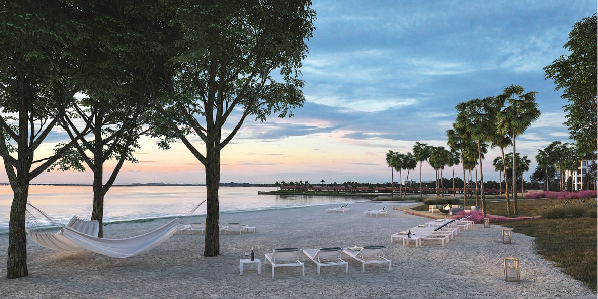 BVT Residential USA 11 Bayview Illustration der Außenanalge mit Strandblick